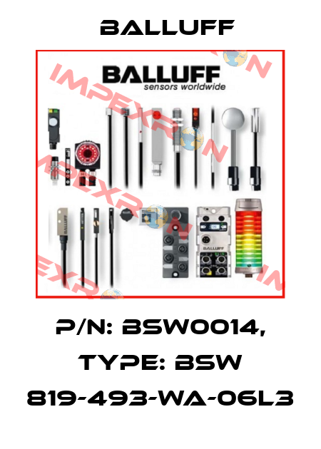 P/N: BSW0014, Type: BSW 819-493-WA-06L3 Balluff