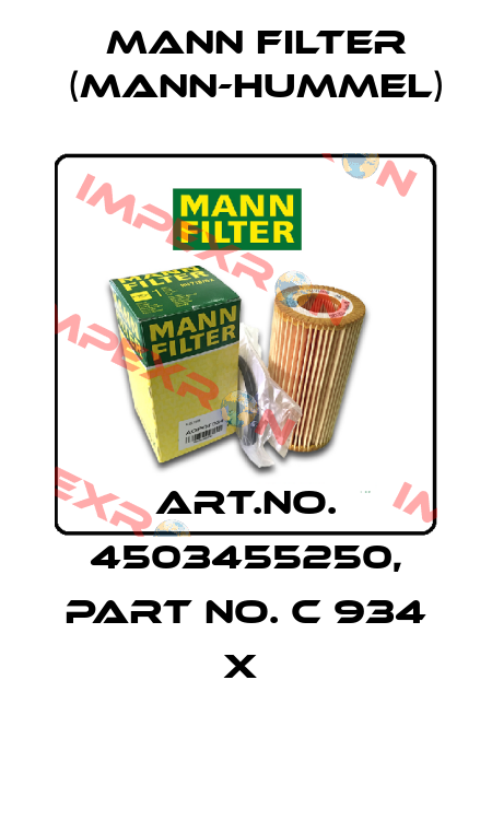 Art.No. 4503455250, Part No. C 934 x  Mann Filter (Mann-Hummel)