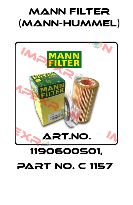Art.No. 1190600S01, Part No. C 1157  Mann Filter (Mann-Hummel)