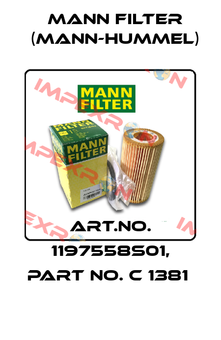 Art.No. 1197558S01, Part No. C 1381  Mann Filter (Mann-Hummel)