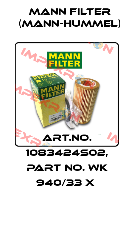 Art.No. 1083424S02, Part No. WK 940/33 x  Mann Filter (Mann-Hummel)