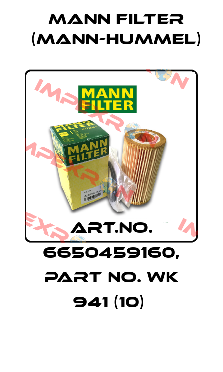 Art.No. 6650459160, Part No. WK 941 (10)  Mann Filter (Mann-Hummel)