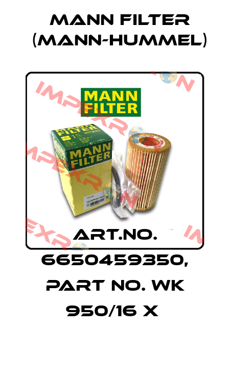 Art.No. 6650459350, Part No. WK 950/16 x  Mann Filter (Mann-Hummel)