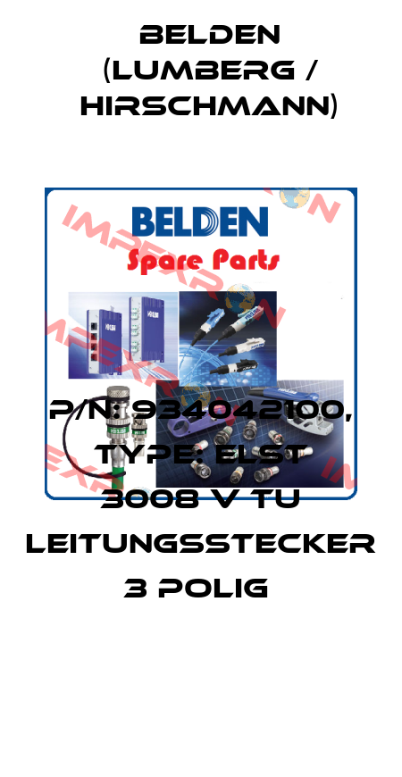 P/N: 934042100, Type: ELST 3008 V TU Leitungsstecker 3 polig  Belden (Lumberg / Hirschmann)