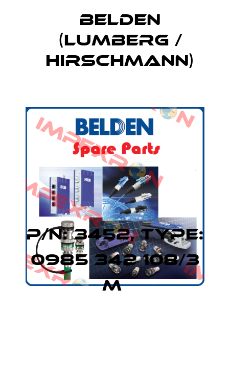 P/N: 3452, Type: 0985 342 108/3 M  Belden (Lumberg / Hirschmann)