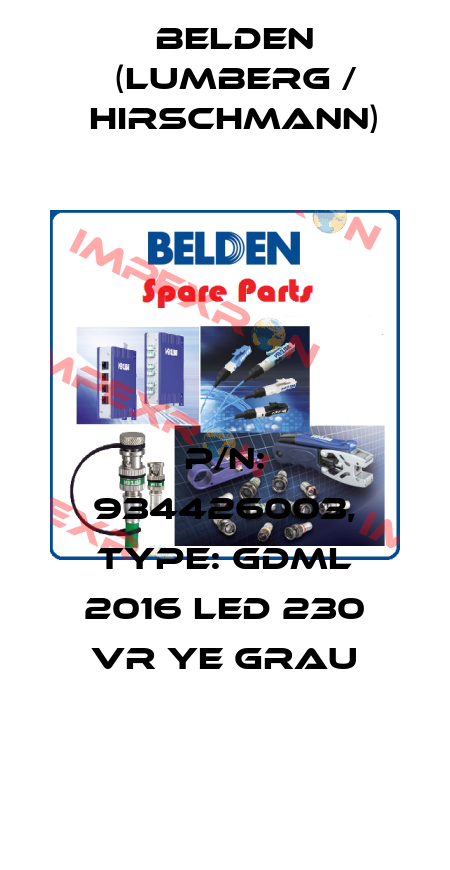P/N: 934426003, Type: GDML 2016 LED 230 VR YE grau Belden (Lumberg / Hirschmann)