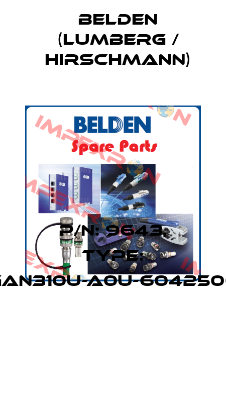 P/N: 9643, Type: GAN310U-A0U-6042500  Belden (Lumberg / Hirschmann)