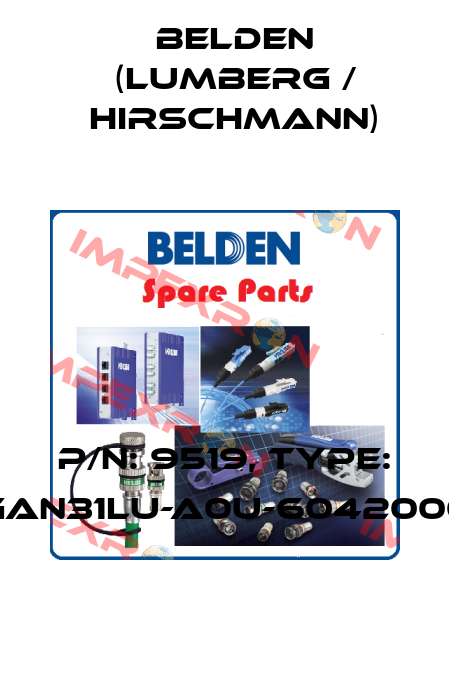 P/N: 9519, Type: GAN31LU-A0U-6042000 Belden (Lumberg / Hirschmann)