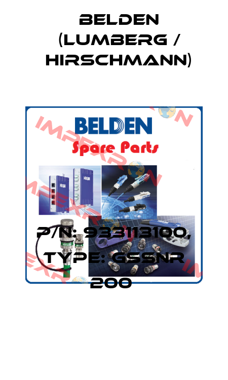 P/N: 933113100, Type: GSSNR 200  Belden (Lumberg / Hirschmann)