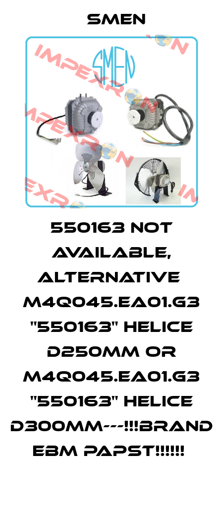550163 not available, alternative  M4Q045.EA01.G3 "550163" HELICE D250MM or M4Q045.EA01.G3 "550163" HELICE D300MM---!!!BRAND EBM Papst!!!!!!  Smen