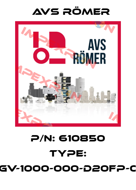 p/n: 610850 type: XGV-1000-000-D20FP-04 Avs Römer