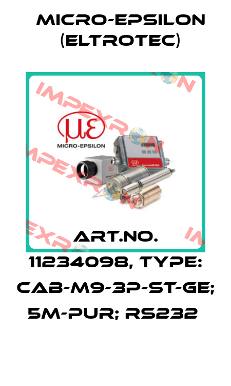 Art.No. 11234098, Type: CAB-M9-3P-St-ge; 5m-PUR; RS232  Micro-Epsilon (Eltrotec)