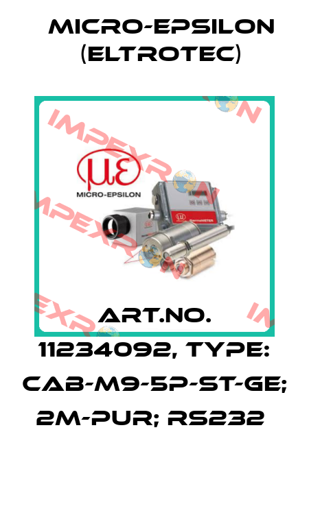 Art.No. 11234092, Type: CAB-M9-5P-St-ge; 2m-PUR; RS232  Micro-Epsilon (Eltrotec)