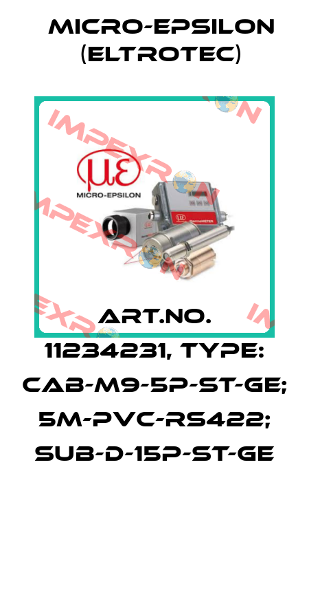 Art.No. 11234231, Type: CAB-M9-5P-St-ge; 5m-PVC-RS422; Sub-D-15P-St-ge  Micro-Epsilon (Eltrotec)