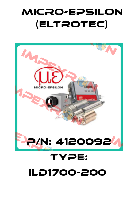 P/N: 4120092 Type: ILD1700-200  Micro-Epsilon (Eltrotec)