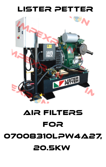 AIR FILTERS FOR 07008310LPW4A27, 20.5KW  Lister Petter