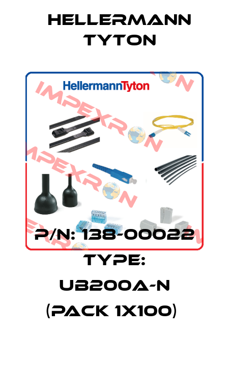 P/N: 138-00022 Type: UB200A-N (pack 1x100)  Hellermann Tyton
