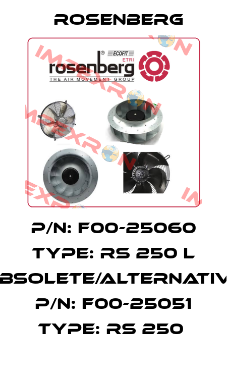 P/N: F00-25060 Type: RS 250 L obsolete/alternative P/N: F00-25051 Type: RS 250  Rosenberg