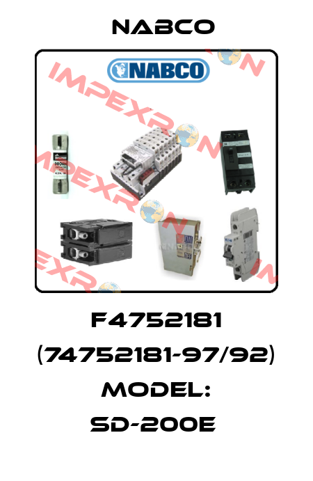 F4752181 (74752181-97/92) MODEL: SD-200E  Nabco