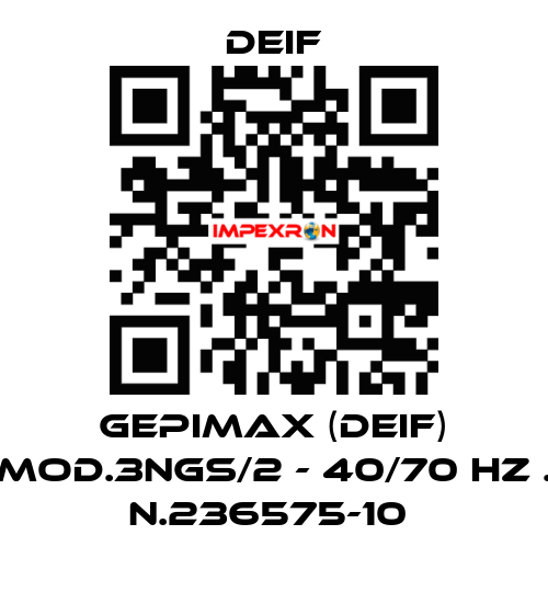 GEPIMAX (DEIF) MOD.3NGS/2 - 40/70 HZ . N.236575-10  Deif