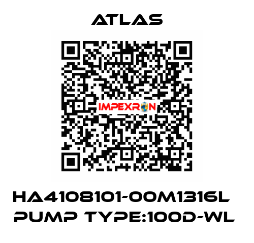 HA4108101-00M1316L   PUMP TYPE:100D-WL  Atlas