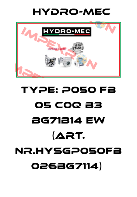 Type: P050 FB 05 C0Q B3 BG71B14 EW (Art. Nr.HYSGP050FB 026BG7114)  Hydro-Mec