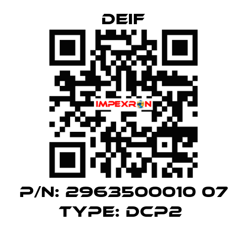 P/N: 2963500010 07 Type: DCP2  Deif
