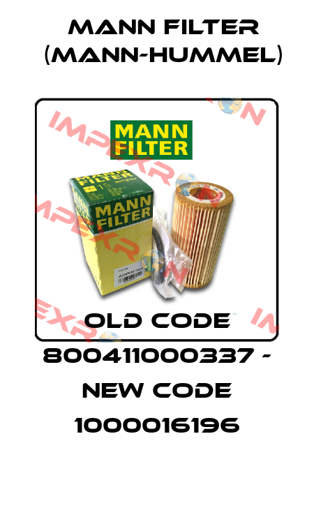old code 800411000337 - new code 1000016196 Mann Filter (Mann-Hummel)