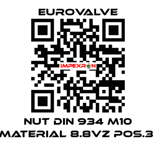 NUT DIN 934 M10 MATERIAL 8.8VZ POS.3  Eurovalve