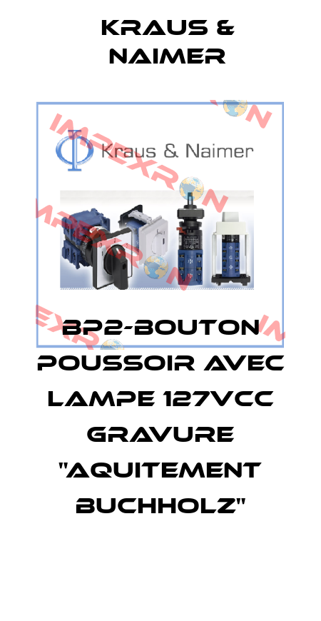 BP2-Bouton Poussoir avec lampe 127Vcc gravure "Aquitement Buchholz" Kraus & Naimer