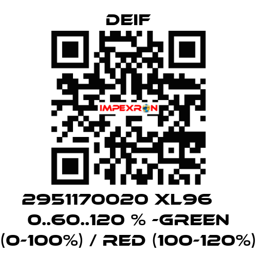 2951170020 XL96     0..60..120 % -green (0-100%) / red (100-120%) Deif