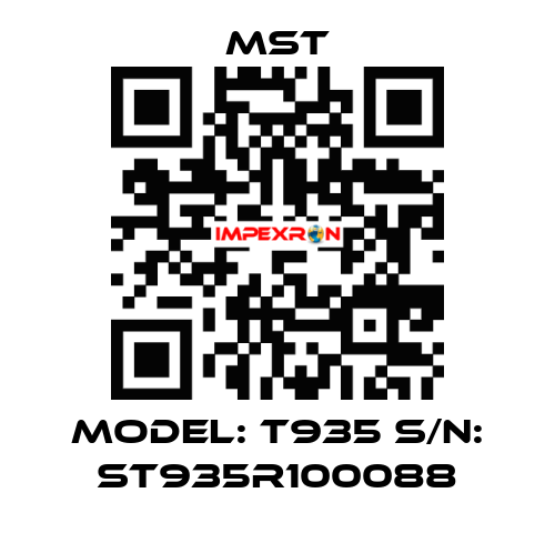 Model: T935 S/N: ST935R100088 MST