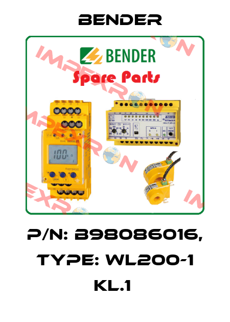 p/n: B98086016, Type: WL200-1 KL.1  Bender