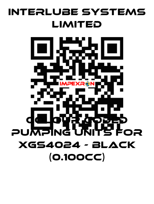 Colour coded pumping units for XGS4024 - Black (0.100cc) Interlube Systems Limited
