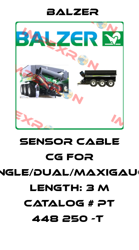 SENSOR CABLE CG FOR SINGLE/DUAL/MAXIGAUGE LENGTH: 3 M CATALOG # PT 448 250 -T  Balzer