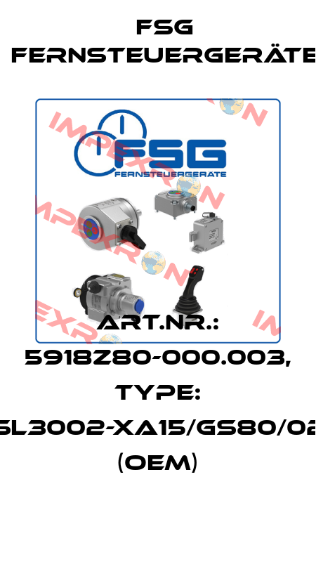 Art.Nr.: 5918Z80-000.003, Type: SL3002-XA15/GS80/02 (OEM) FSG Fernsteuergeräte