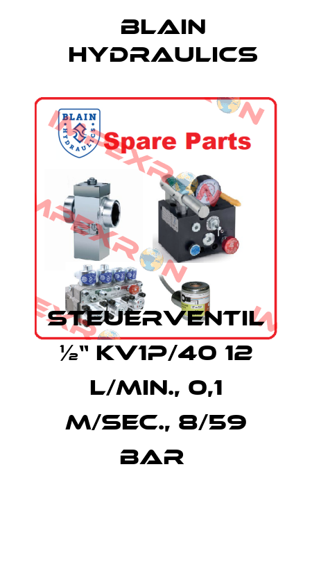 STEUERVENTIL ½“ KV1P/40 12 L/MIN., 0,1 M/SEC., 8/59 BAR  Blain Hydraulics