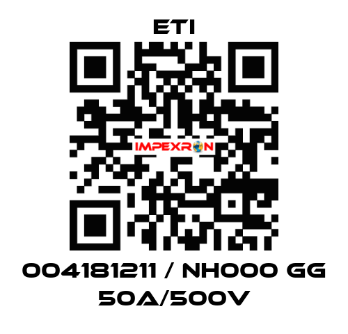 004181211 / NH000 gG 50A/500V Eti