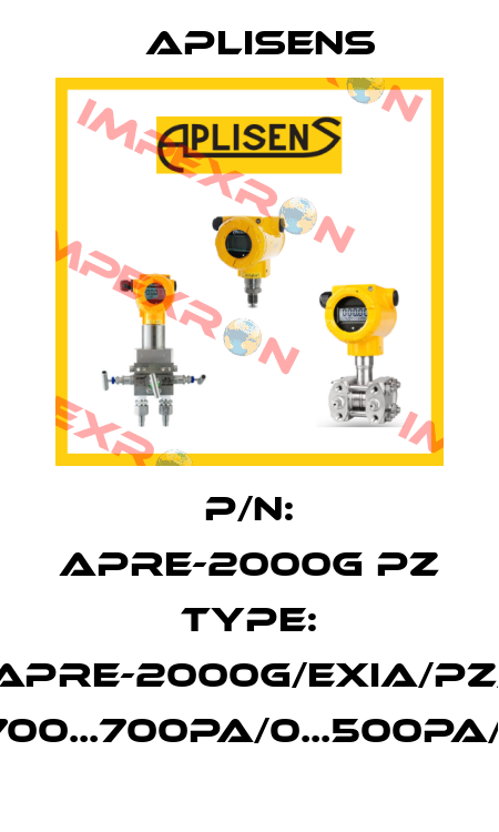 p/n: APRE-2000G PZ type: APRE-2000G/Exia/PZ/ -700...700Pa/0...500Pa/C Aplisens