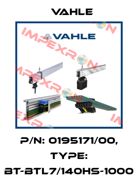 P/n: 0195171/00, Type: BT-BTL7/140HS-1000 Vahle