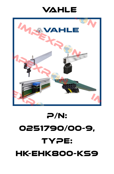 P/n: 0251790/00-9, Type: HK-EHK800-KS9 Vahle