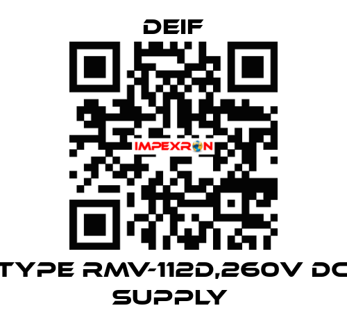 TYPE RMV-112D,260V DC SUPPLY  Deif