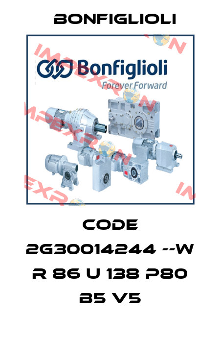 Code 2G30014244 --W R 86 U 138 P80 B5 V5 Bonfiglioli