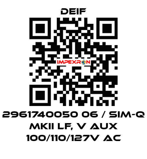 2961740050 06 / SIM-Q MKII LF, V aux 100/110/127V AC Deif