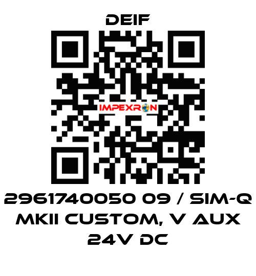 2961740050 09 / SIM-Q MKII CUSTOM, V aux 24V DC Deif