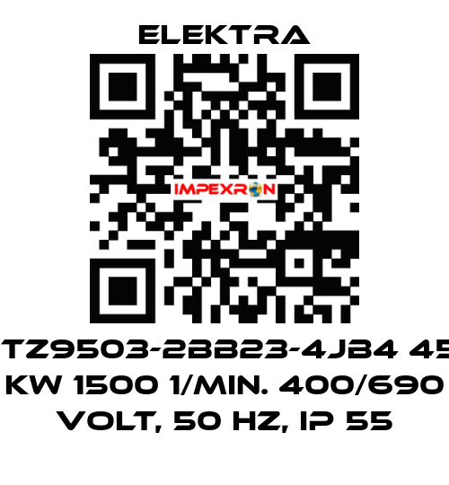 1TZ9503-2BB23-4JB4 45 kW 1500 1/min. 400/690 Volt, 50 Hz, IP 55 ELEKTRA