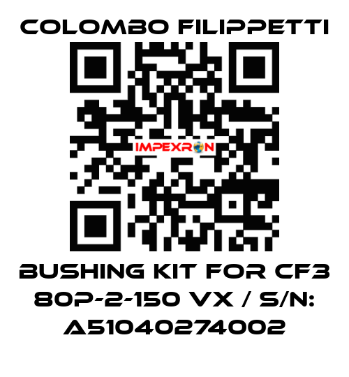 BUSHING KIT FOR CF3 80P-2-150 VX / S/N: A51040274002 Colombo Filippetti