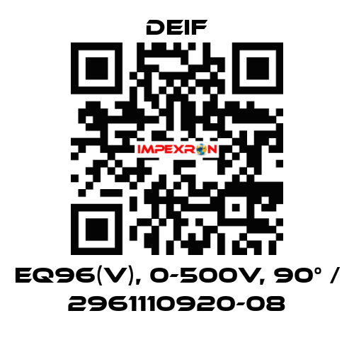 EQ96(V), 0-500V, 90° / 2961110920-08 Deif
