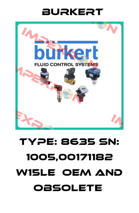Type: 8635 SN: 1005,00171182 W15LE  OEM and OBSOLETE  Burkert