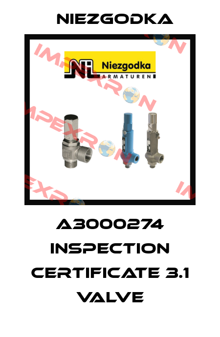 A3000274 Inspection certificate 3.1 valve Niezgodka